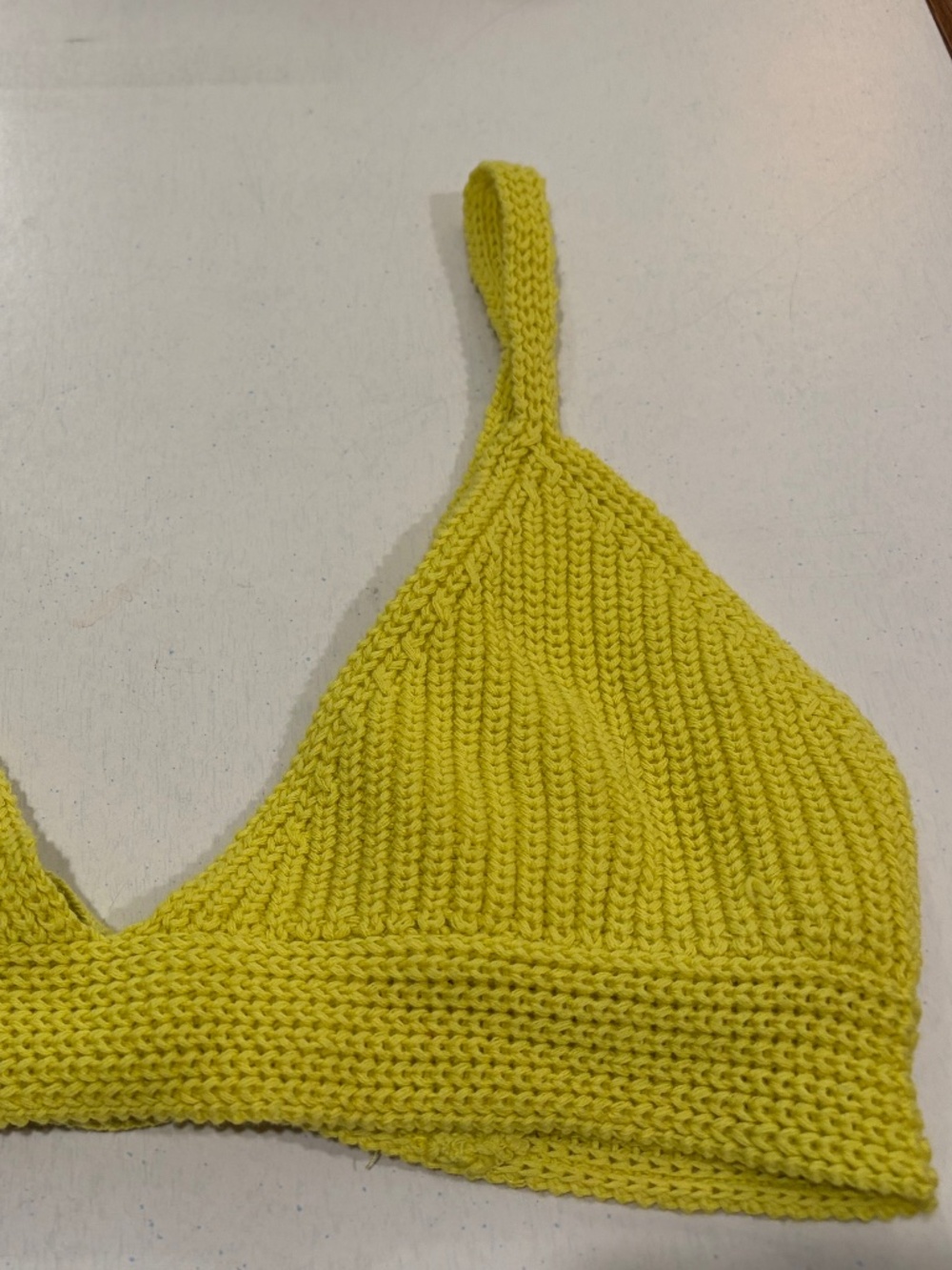 Olivaceous Cropped Tank Top Brami Tie Adjustable Back Knit Sweater 100% Cotton M - Picture 6 of 8